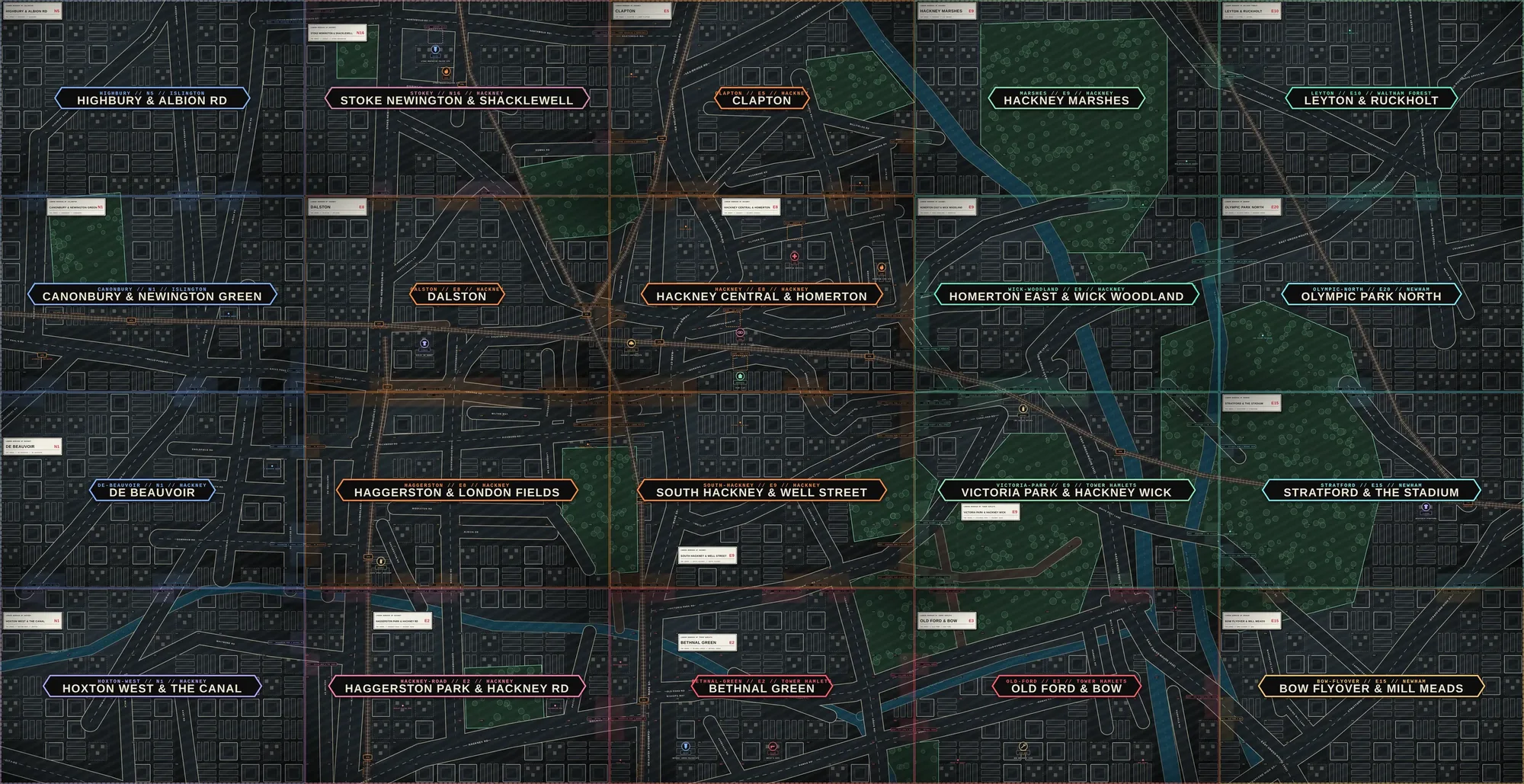 The Smoke in-game sat nav map of the London districts